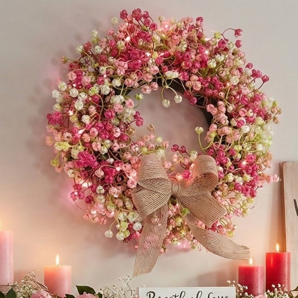 Colorful Eucalyptus Wreath Round Artificial Flower Wreath Door Hanging Wreath