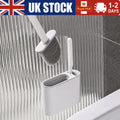 Toilet Brush Soft TPR Silicone Bristle Clean Holder Set with Wall Mount Included