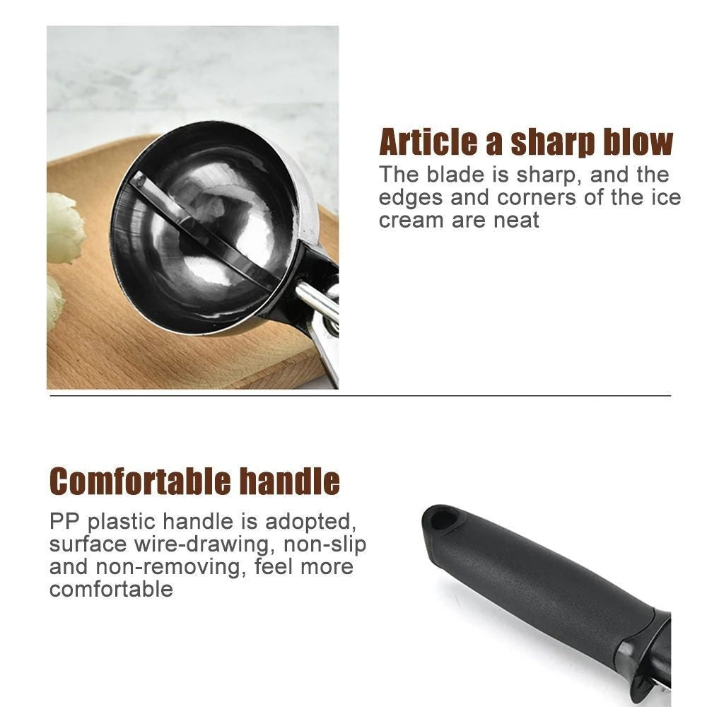 Black Ice Cream Spoon Stainless Steel Ball Scooper Metal Cookie Scoop