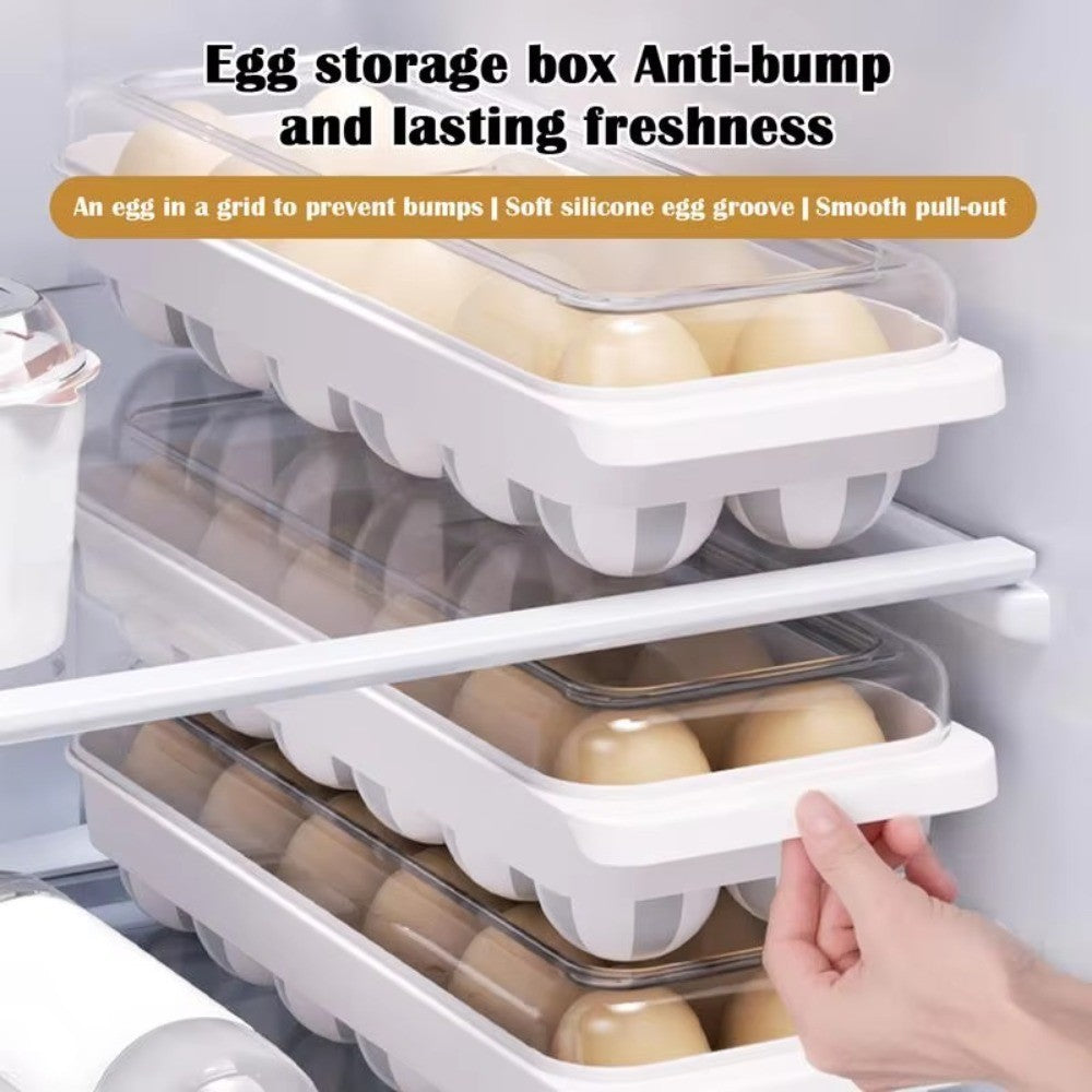 Refrigerator Egg Tray 12 Slot Egg Storage Holder Egg Dispenser Stackable W/ Lid