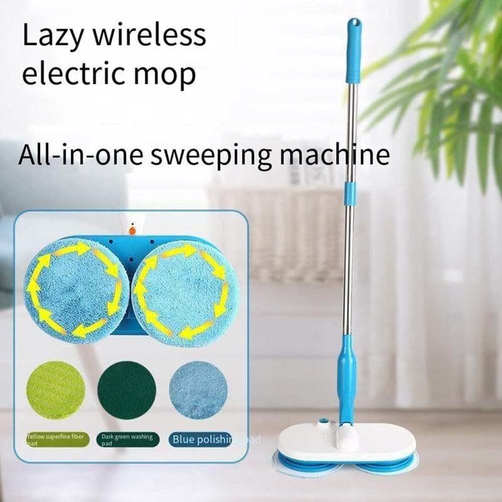 Cordless Electric Floor Mop – Dual Spin Cleaner Kits with Handle Scrubber Tool
