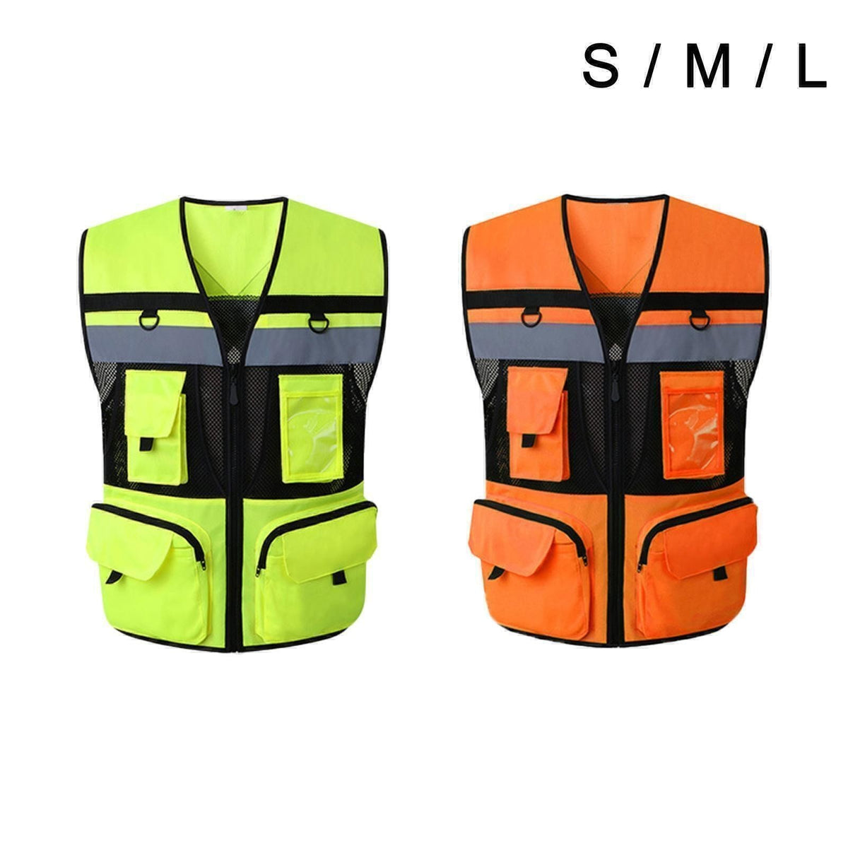 HI VIS VIZ VEST HIGH VISIBILITY WORK WAISTCOAT WITH PHONE & ID POCKETS Orange UK
