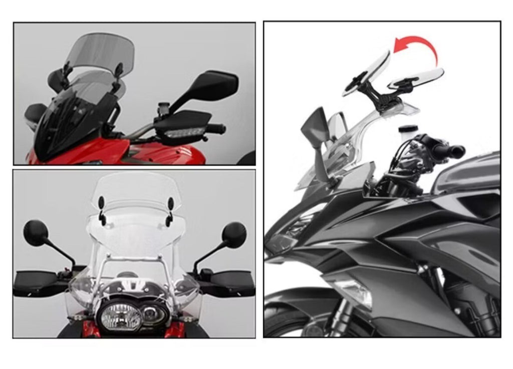 Motorbike Motorcycle Clip On Windshield Wind Screen Deflector Extension Spoiler
