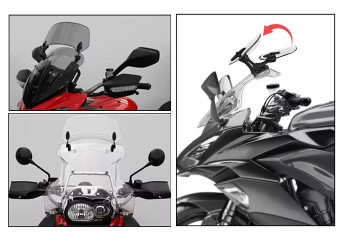 Motorbike Motorcycle Clip On Windshield Wind Screen Deflector Extension Spoiler