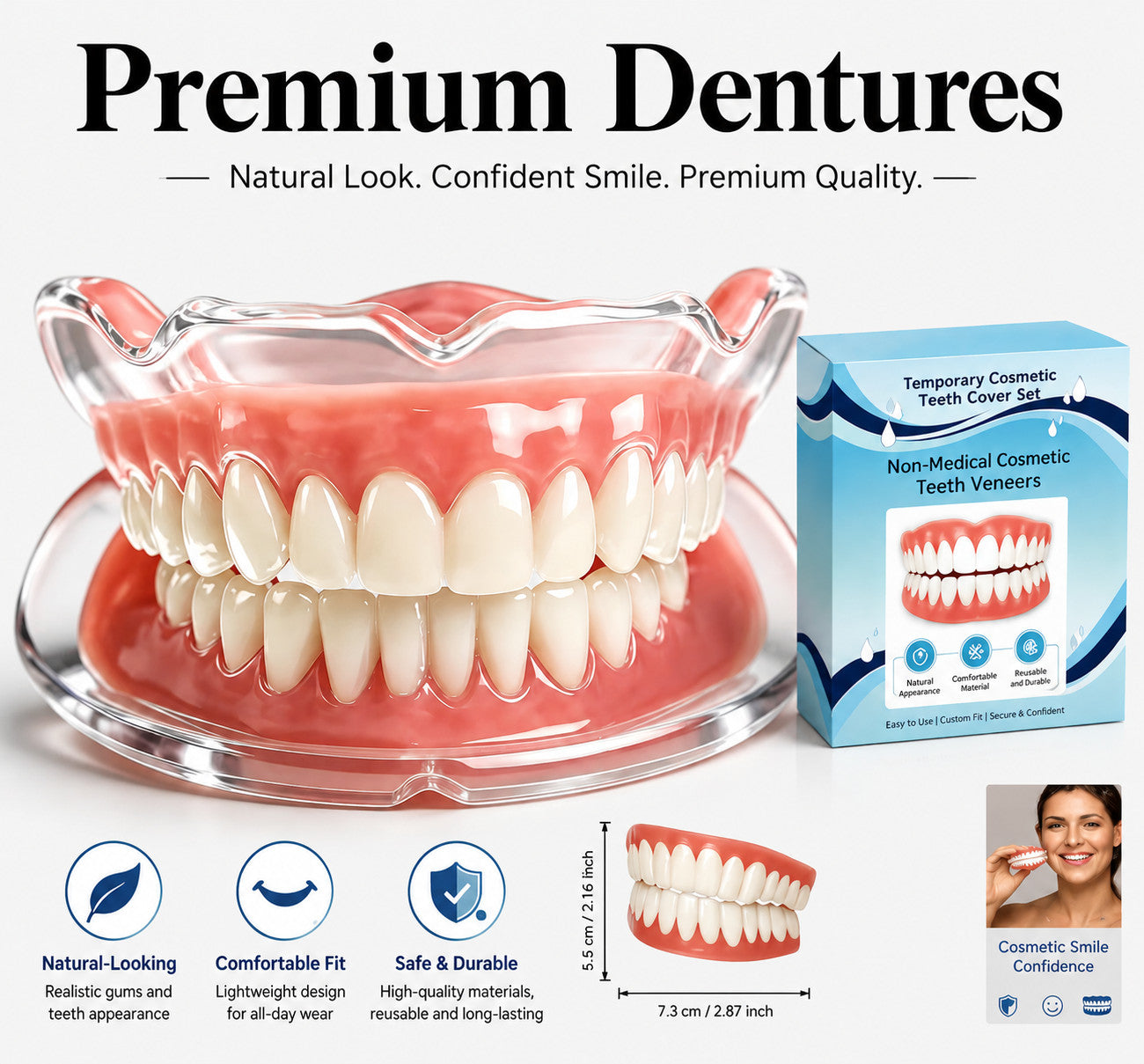 2026 Adjustible Silicone Dentures Comfort Fake Teeth Natural Smile Men Women New