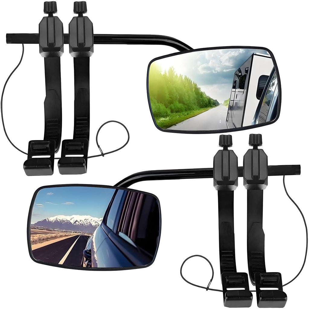 2x Flat Caravan Towing Mirrors for Cars Universal Wing Mirrors Extension Mirror
