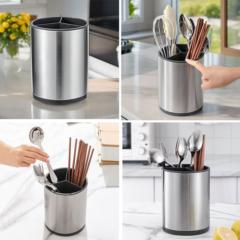 Stainless Steel Rotating 360 Kitchen Utensil Holder Cutlery Sink Caddy Organiser