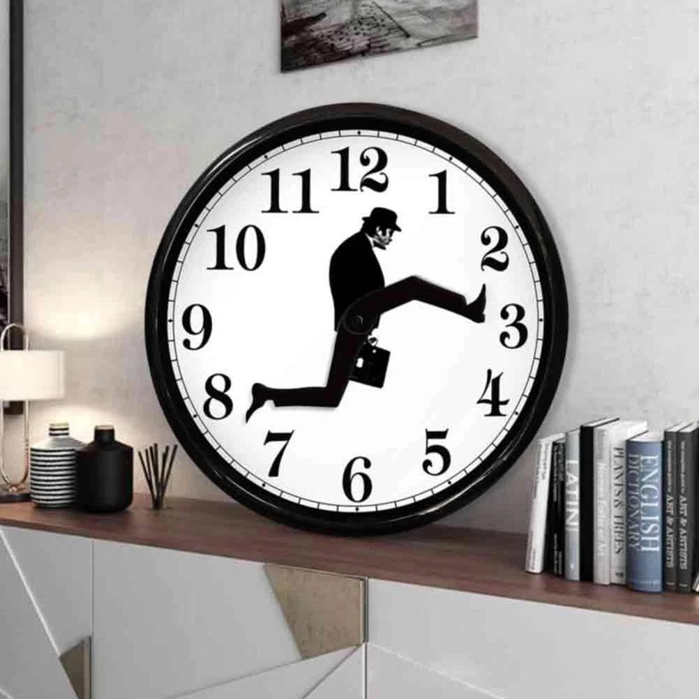 Round Wall Clock Funny Bedroom Kitchen Clocks Quartz Sweep Movement Office Home