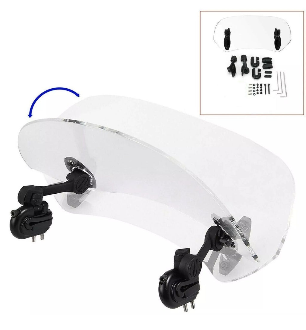 Motorbike Motorcycle Clip On Windshield Wind Screen Deflector Extension Spoiler