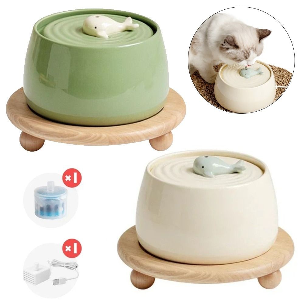 Ultra-Silent Ceramic Cat Water Fountain Pet Water Feeders  Pet Drinking