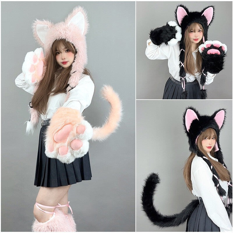 Fluffy Plush Fox Ears Headwear Warm Hat Lolita Girl Costume Party Hat Cosplay
