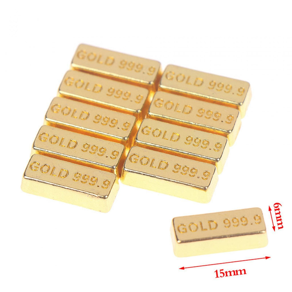 12 Pieces 1/12 Mini Golden Brick Miniature Fake Gold Bar Sand