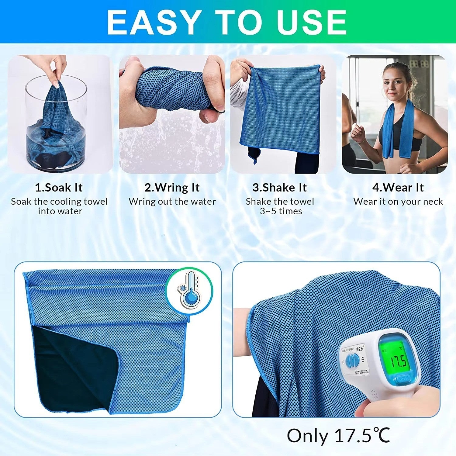 4PCS Cooling Towel Soft Breathable Sports Gym Yoga Fitness Running Outdoor Campi