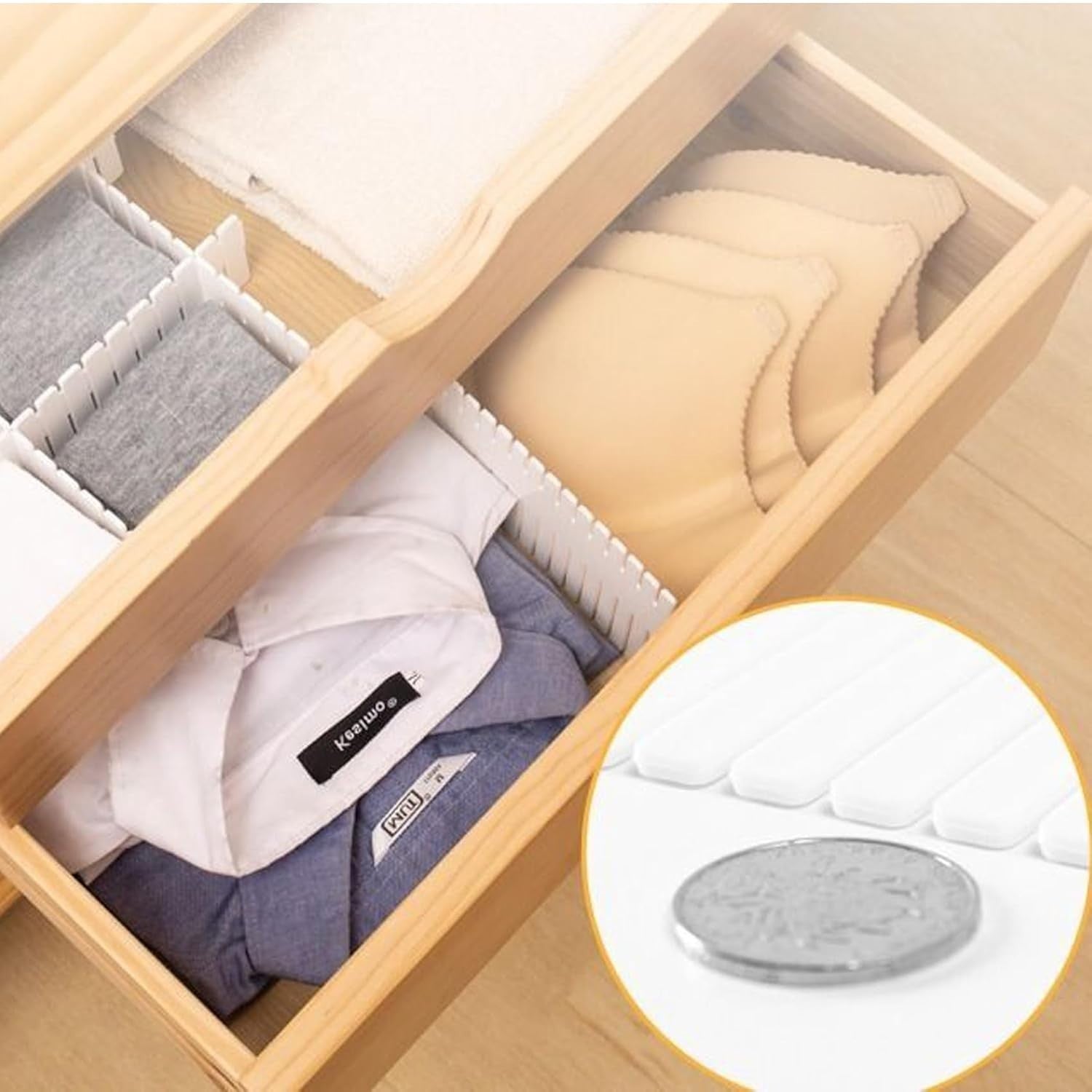 8PCS Drawer Grid Dividers–Adjustable DIY Storage Inserts (47x7cm) for All Drawer