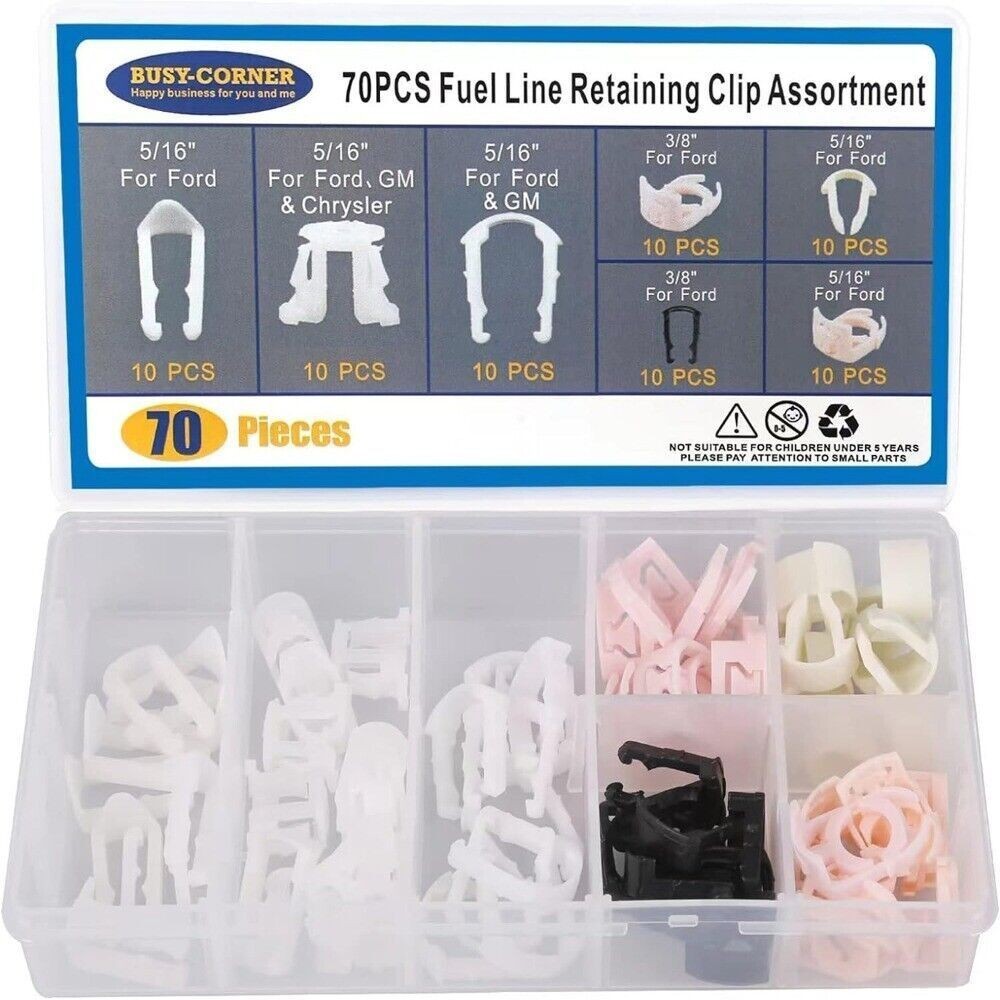 70Pcs Nylon Fuel Line Retaining Clip  Assortment Kit Clip  For Car