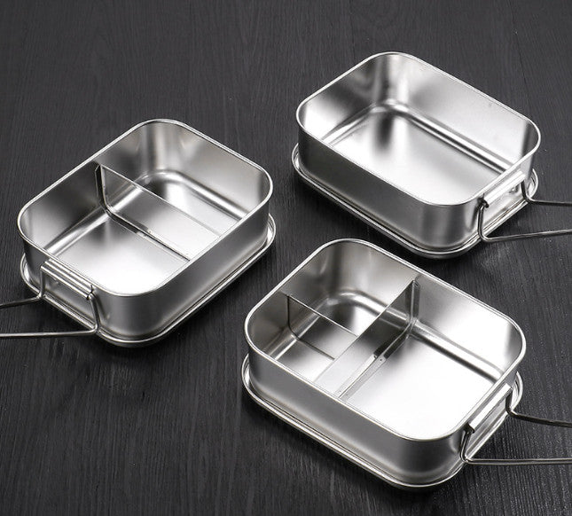 2pcs Divided Stainless Steel Lunch Box, Steamable Portable Food Container