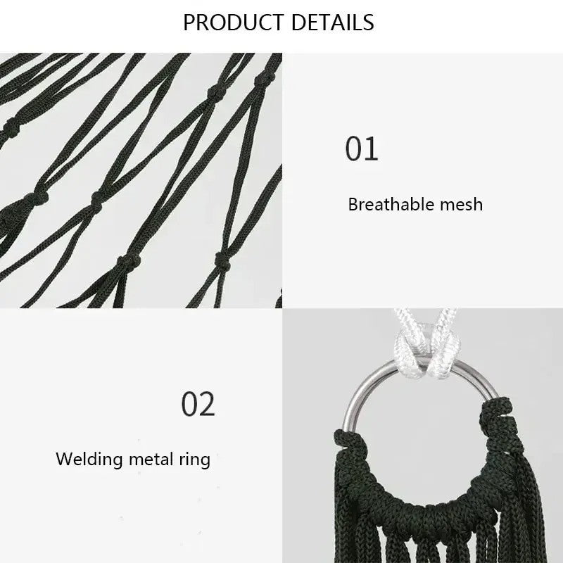 Nylon Rope Hammock Outdoor Sleeping Net Bed Portable Camping Garden Beach Yard