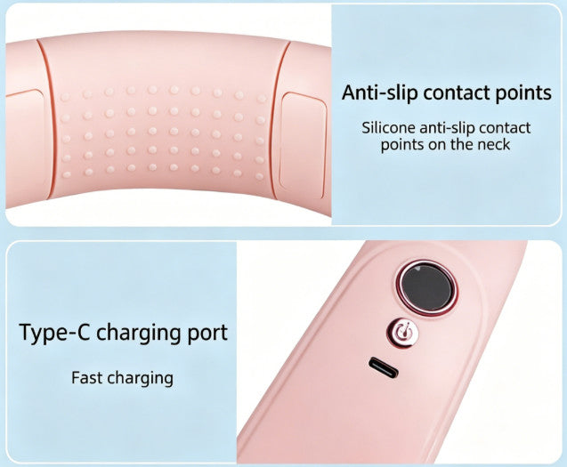 Flexible Soft Silicone USB Personal Neck Cooling Fan Rechargeable Fifth Gear