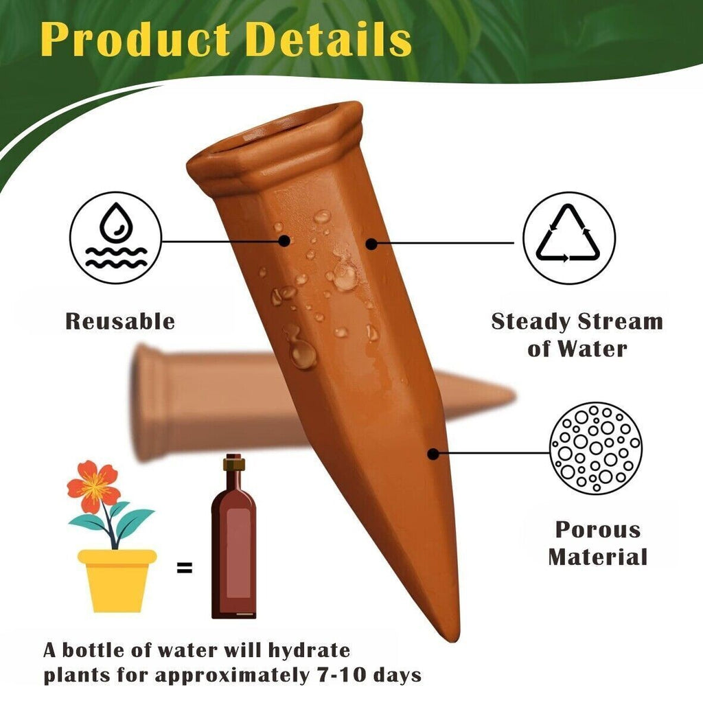 12Pcs Terracotta Plant Watering Spikes Automatic Self Watering System