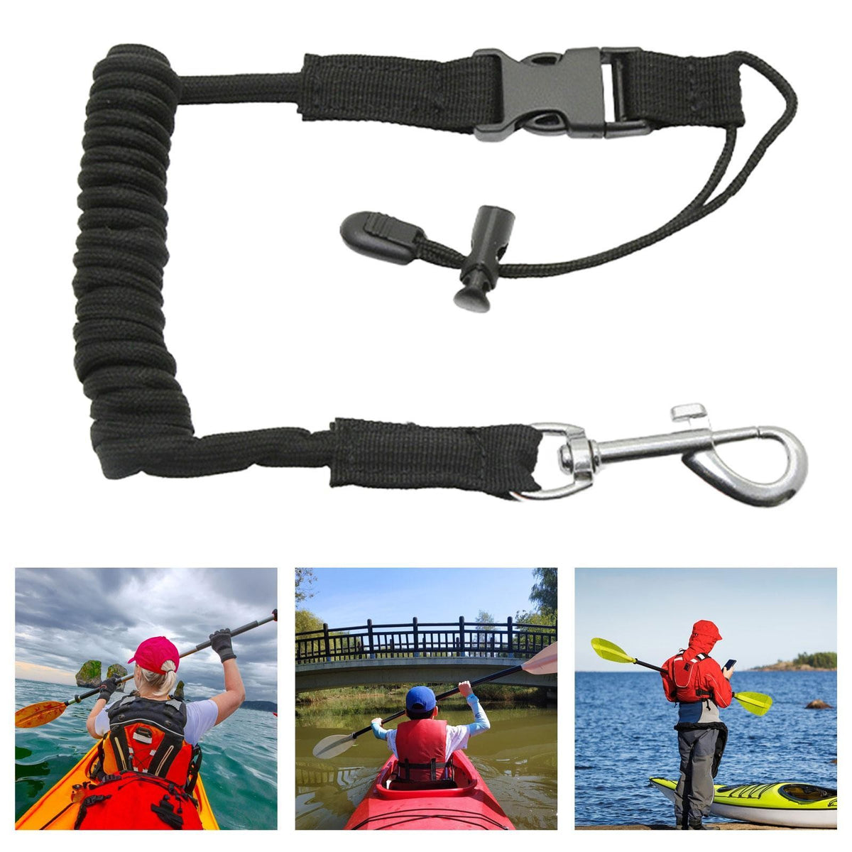 Kayak Paddle Leash Lightweight Fishing Accessories Coiled Lanyard Rope for
