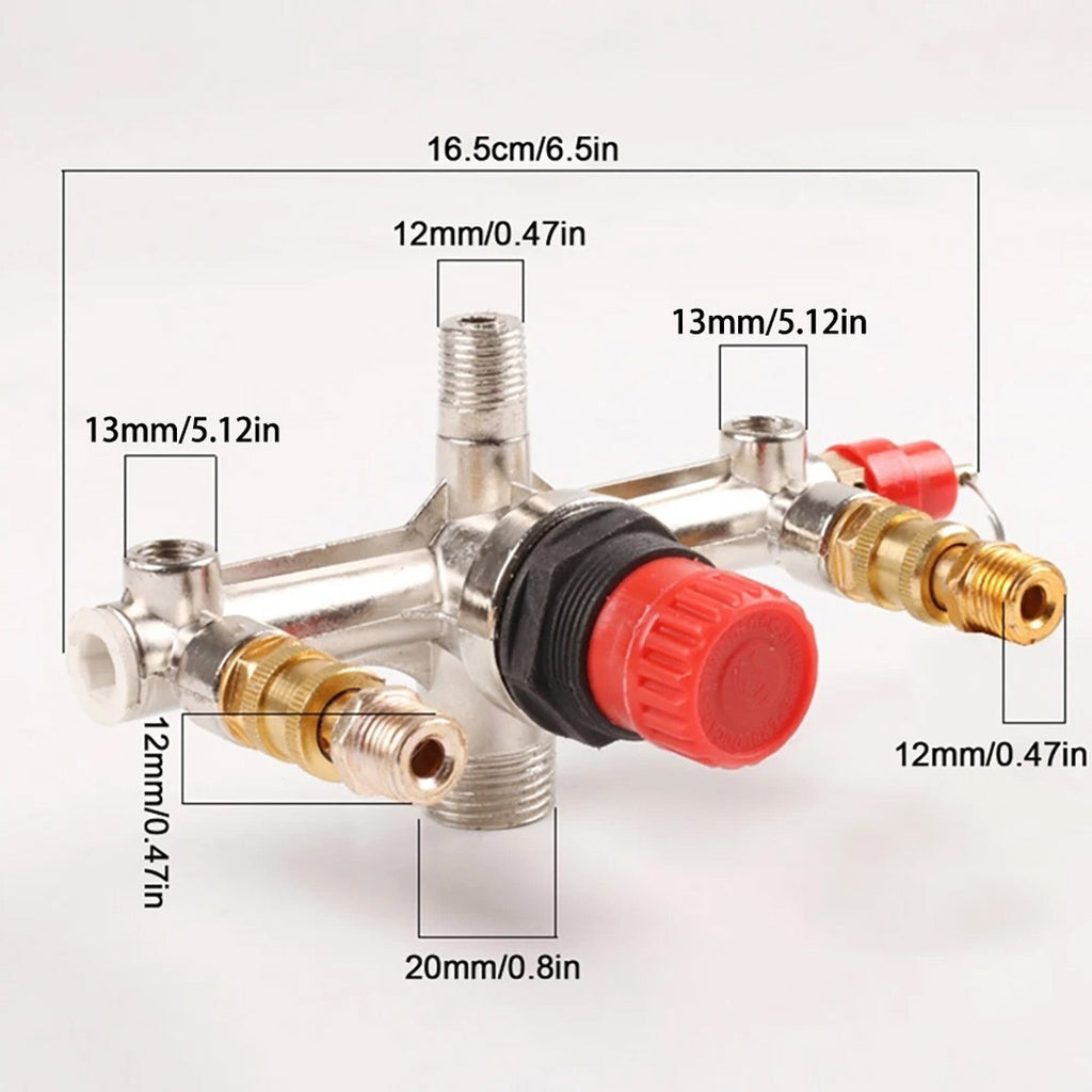 230V Pressure Switch Air Valve Manifold Compressor Control Regulator Gauges Tool