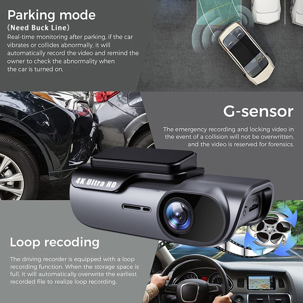 GPS HD 4K Dash Cam Wireless WiFi Front Car DVR Camera Video Recorder G-Sensor-UK