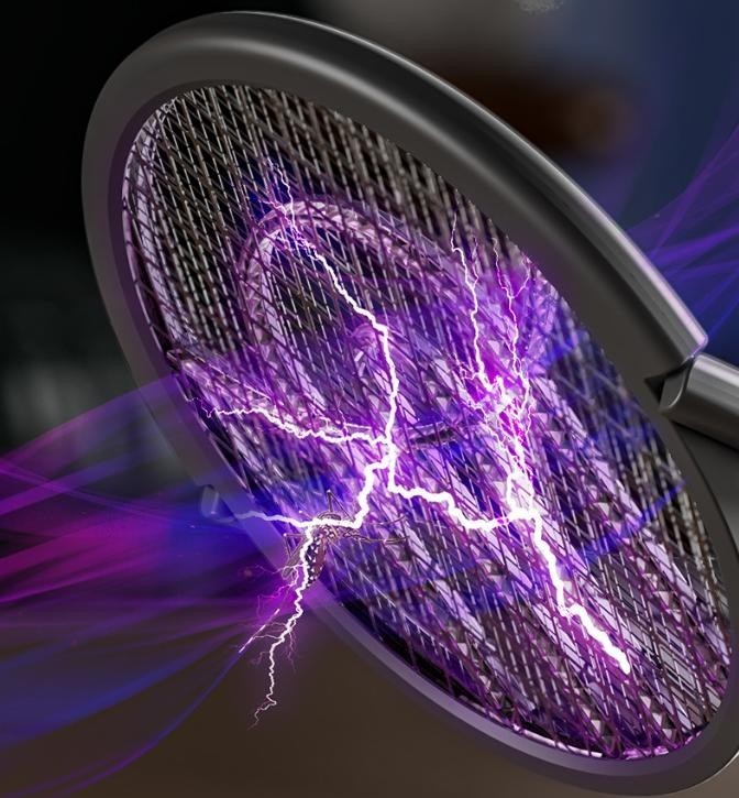 Electric Fly Swatter Bug Racket Rechargeable Bug Zapper - Telescopic Extension