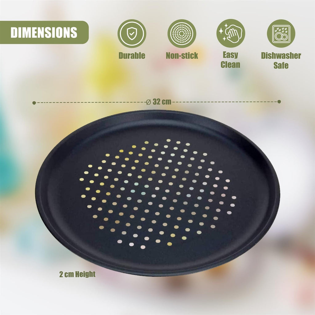 3x12.6" Large Non Stick Pizza Tray Baking Round Oven Tray Carbon Steel Pizza Pan