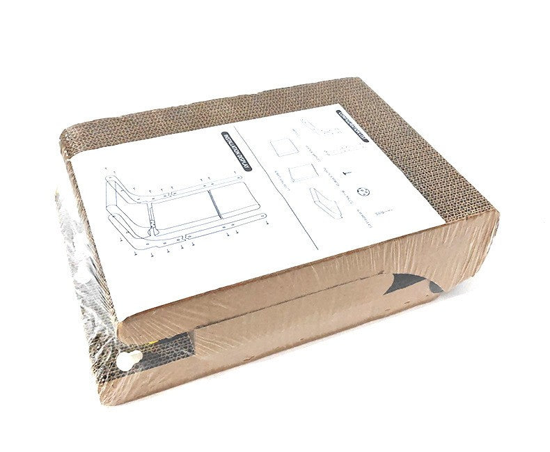 L Shape Corrugated Cardboard Cat Scratcher X Large 68cms Length MDF Wood Frame