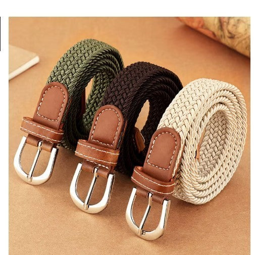 Unisex Woven Elastic Stretch Belt Braided Adjustable Casual Jeans Waist Belt UK