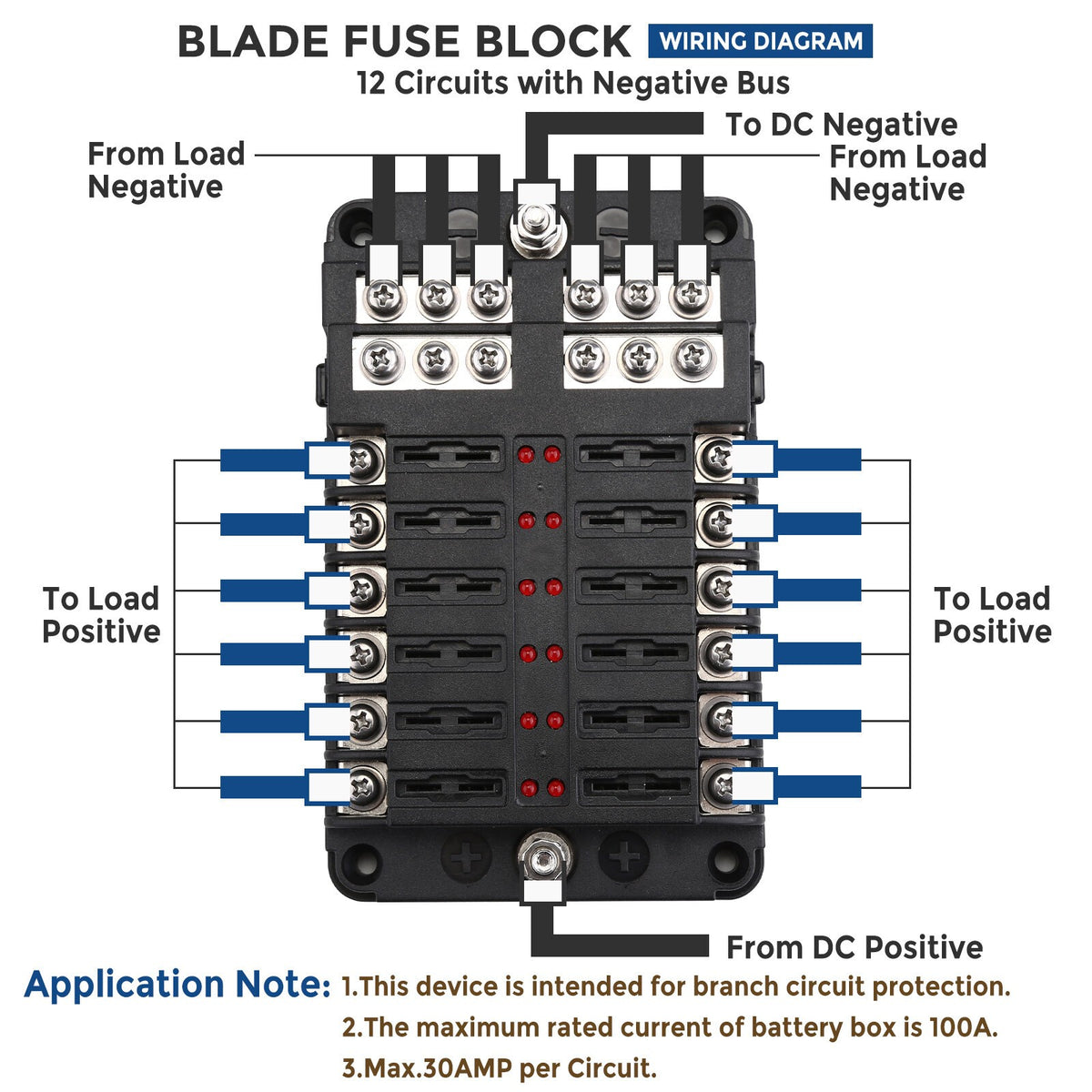 12-way chip fuse box bracket distribution board car marine fuse set 12V24V UK