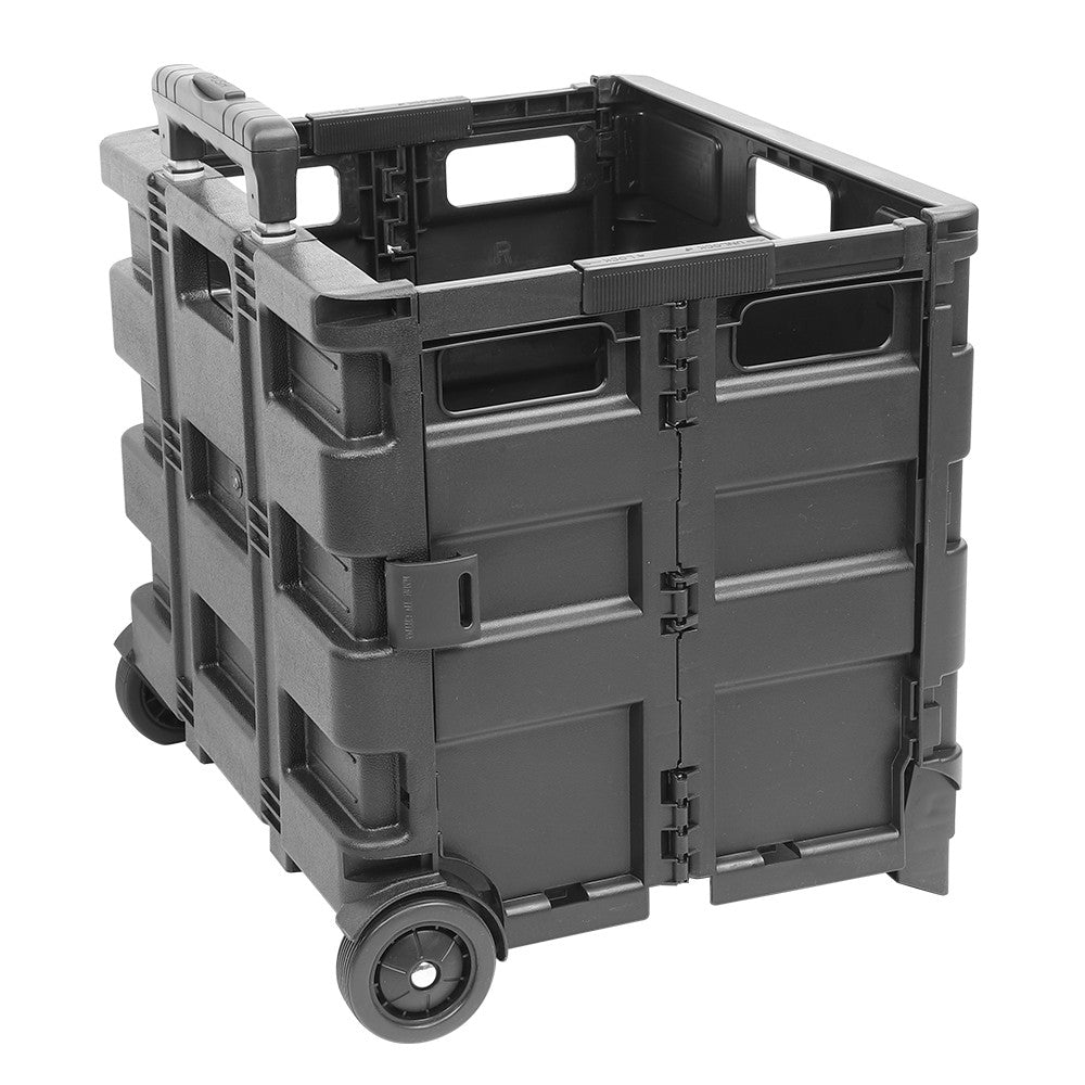 45L Folding Boot Cart Shopping Trolley Fold Up Storage Box Wheels Crate Foldable