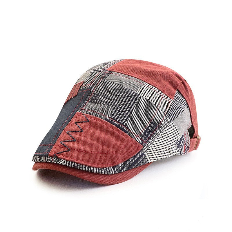 Men Patchwork Flat Cap Cotton Golf Driving Cabbie Gatsby Cap Beret Newsboy Hat