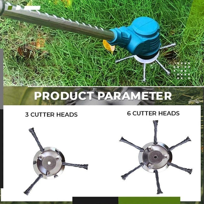 2XGrass Strimmer Head Trimmer Brush Steel Wire Wheel Garden Weed Blade Accessory