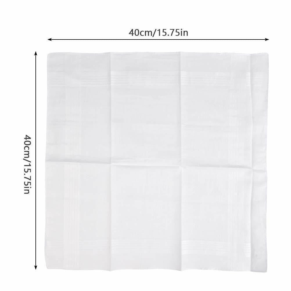 12xMens Large White Square Handkerchief Soft Cotton Hankies Hankerchiefs 40x40cm