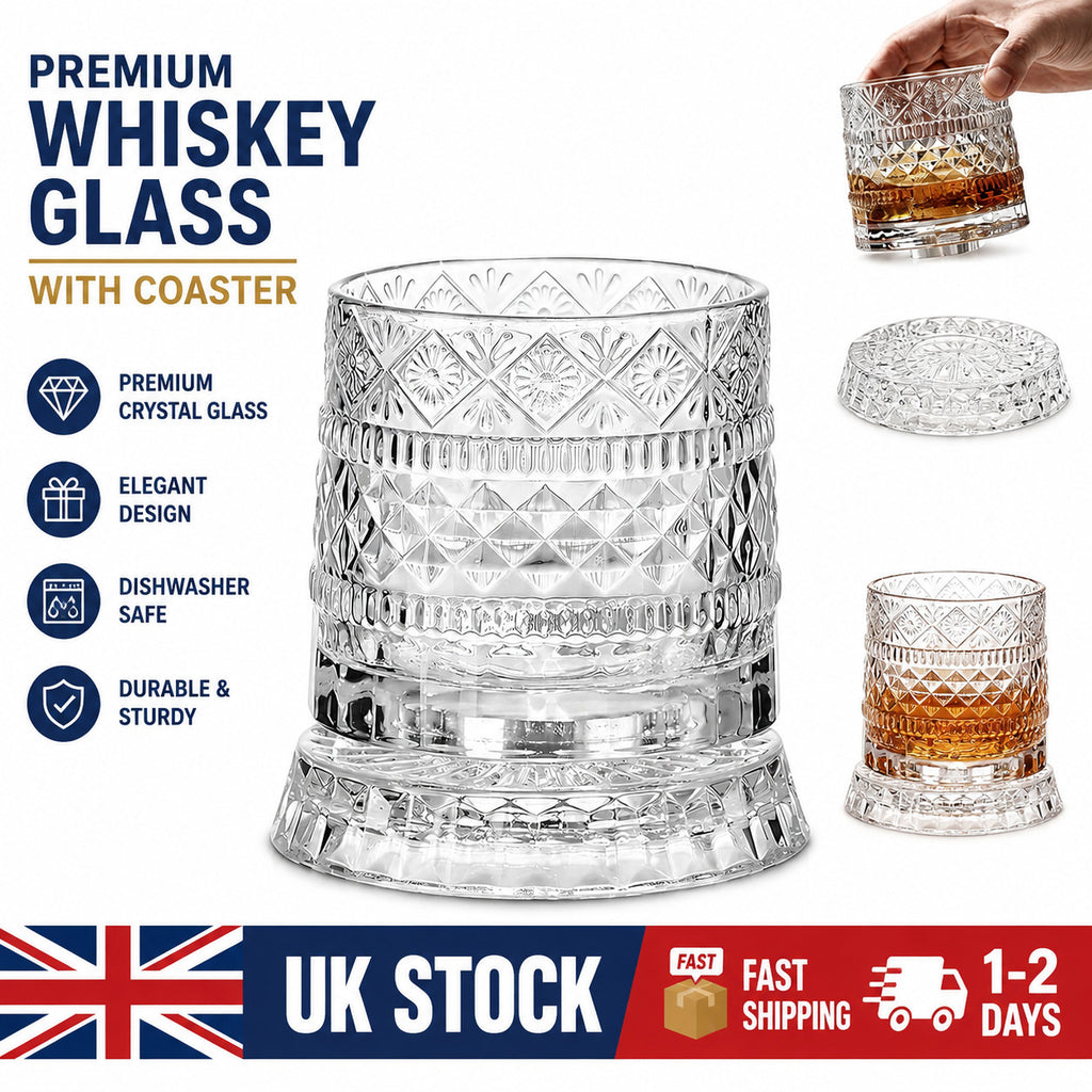 Crystal Whiskey Glass 360 Degree Rotating Spinning Wine Glass Stress Relief UK