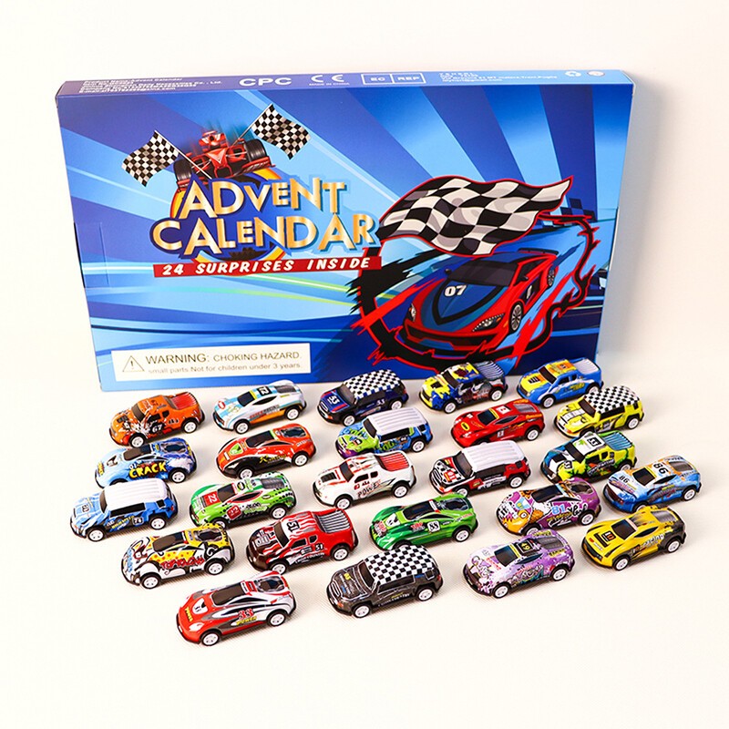 Christmas Advent Calendar 24 Days Countdown Alloy Racing Pull Back Car Kids Gift