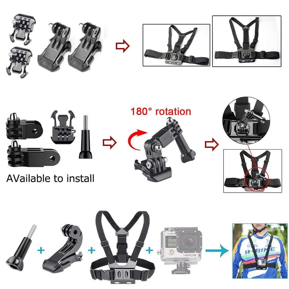 50 PCS Camera GoPro Accessories Hero 11 10 9 8 7 6 5 4  Action Camera Sport Kit