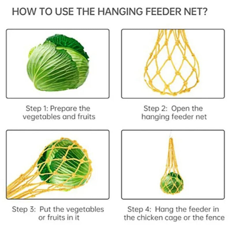 3PCS Chicken Vegetable String Bag Hanging Feeder String Bag With Hook