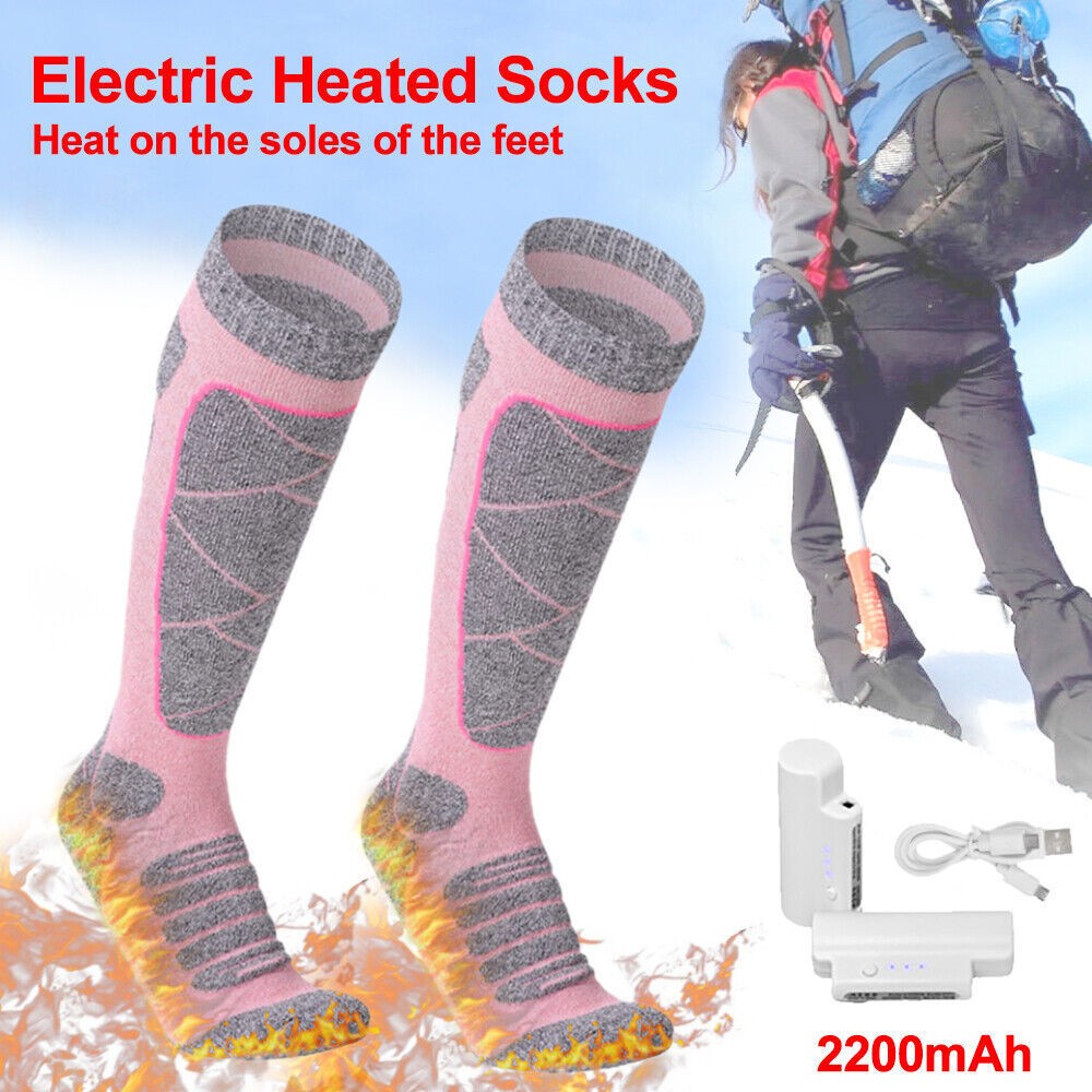 5000mAh Electric Heated Socks Foot Winter Warmer Sock Rechargeable Battery Power