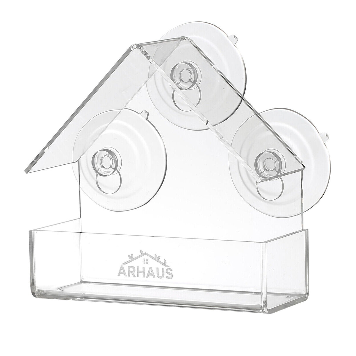 2 Glass Window Bird Feeder Stations Seed Mealworm Suction Cups Clear Perspex