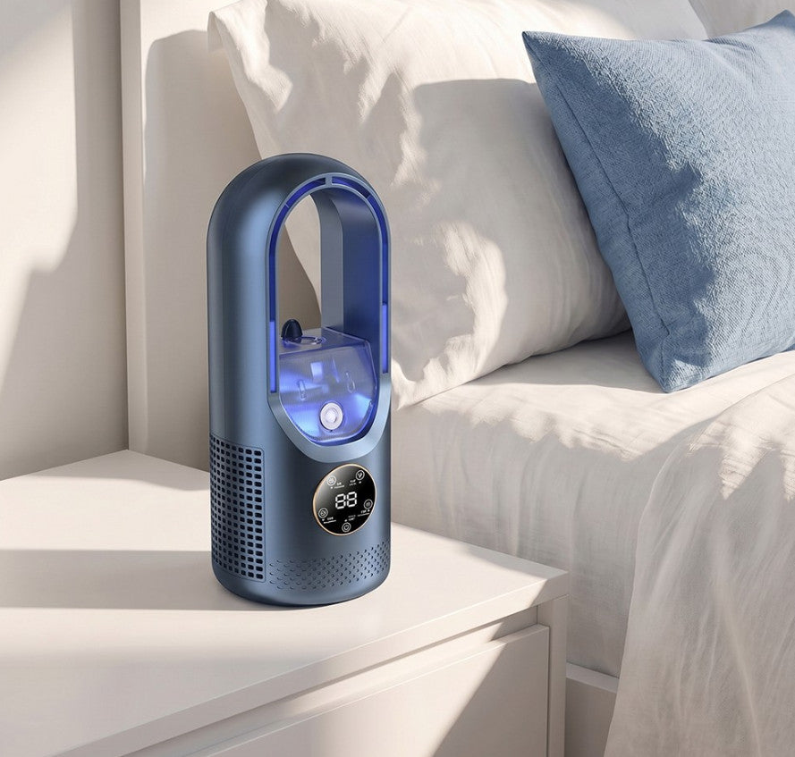Portable Air 6 Speed Silent Timer Air Conditioner Cooler Leafless Electric Fan