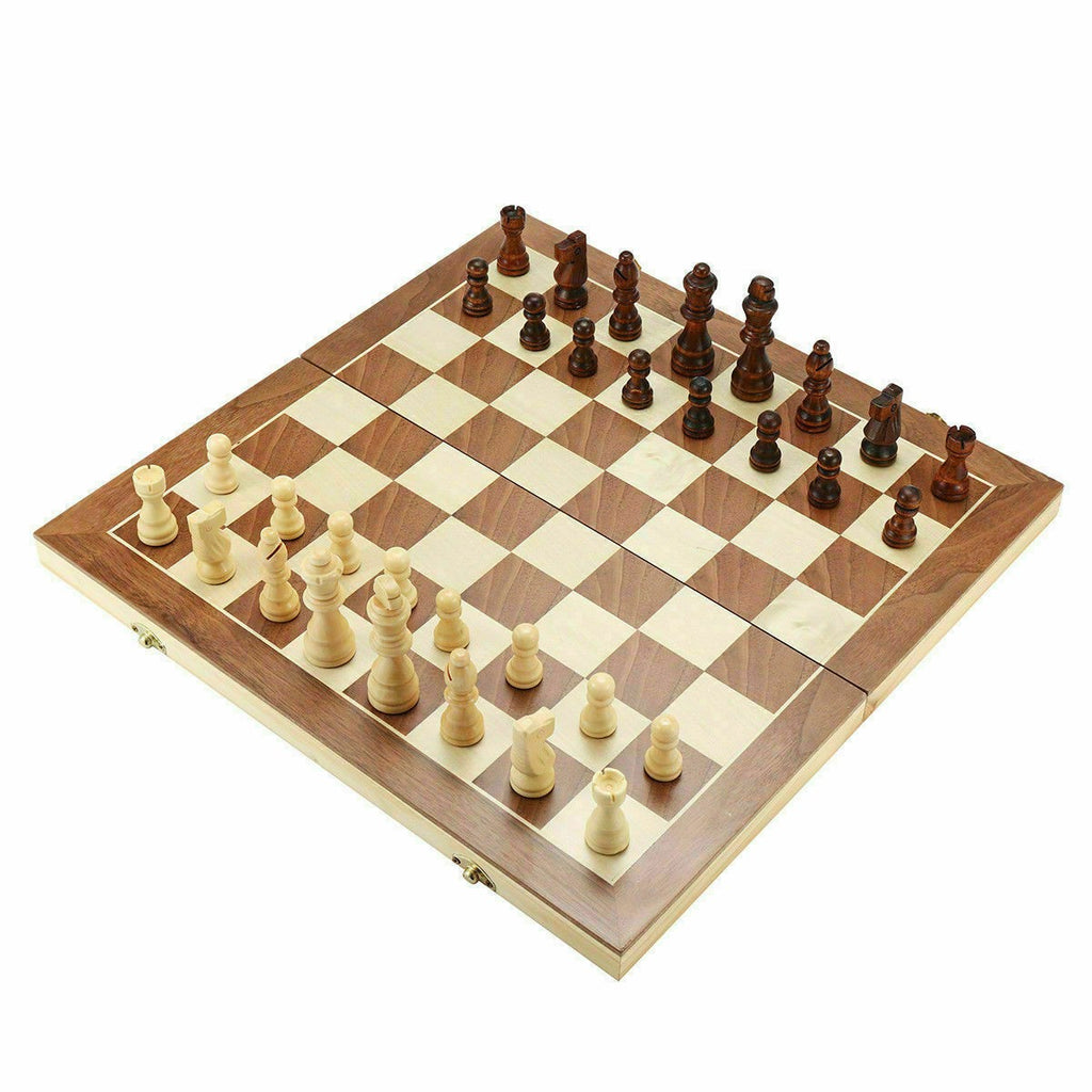 Large Chess Wooden Set Folding Chessboard Magnetic Pieces Wood Board Toys Game