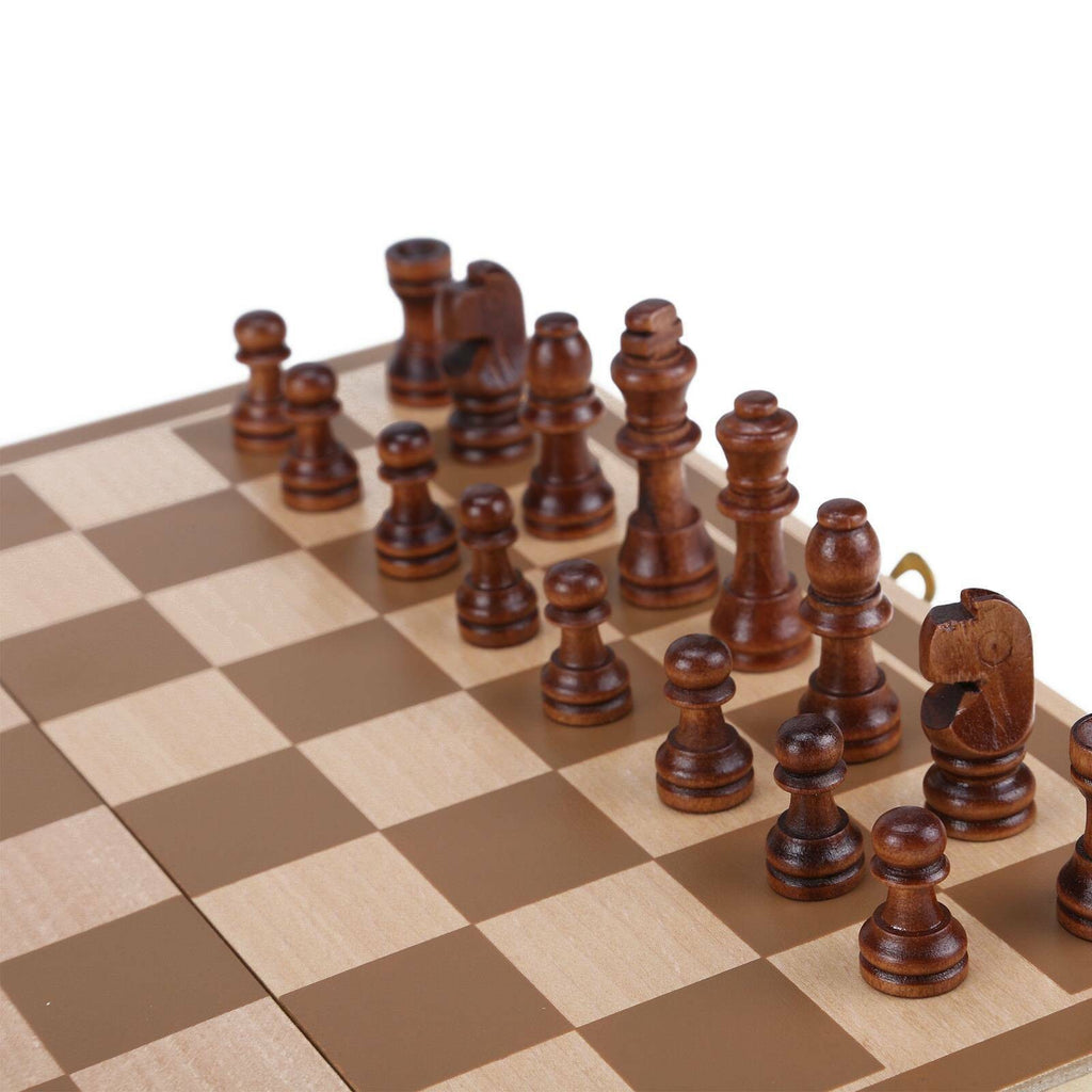 Wooden Folding Chess Board Set – Magnetic Large Chess Pieces, Family Toy Game