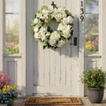 White Peony Hydrangea Wreath Indoor Outdoor Use Seasonal Summer Door Wreath.*