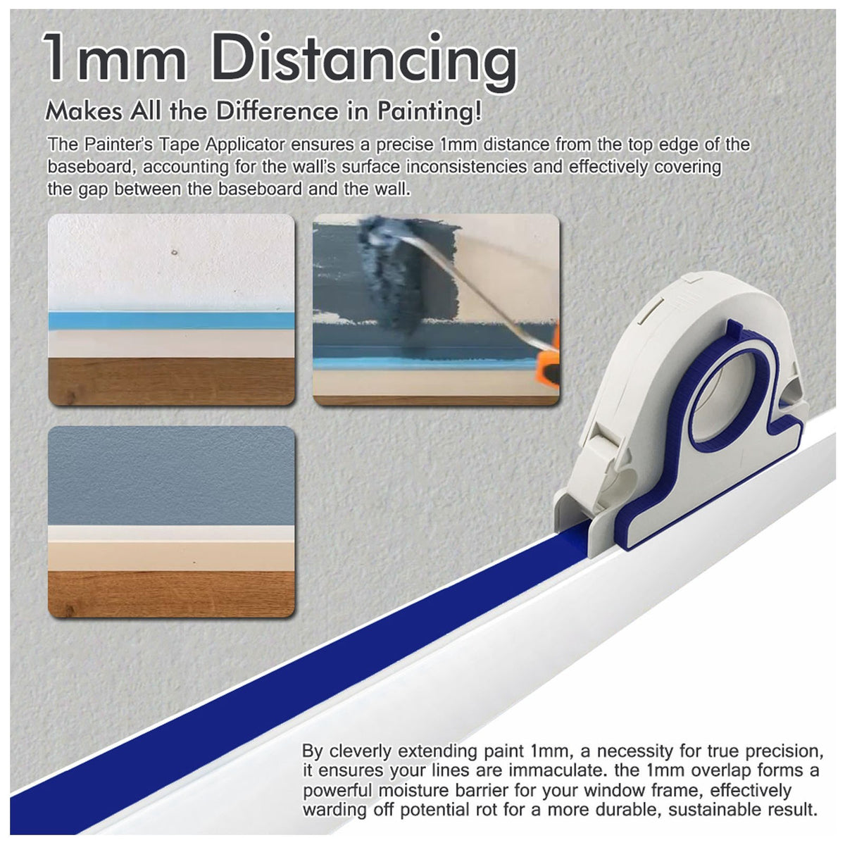 Masking Paint Tape Applicator Set Blue Painter Tape Dispenser Tool 25mm Width UK