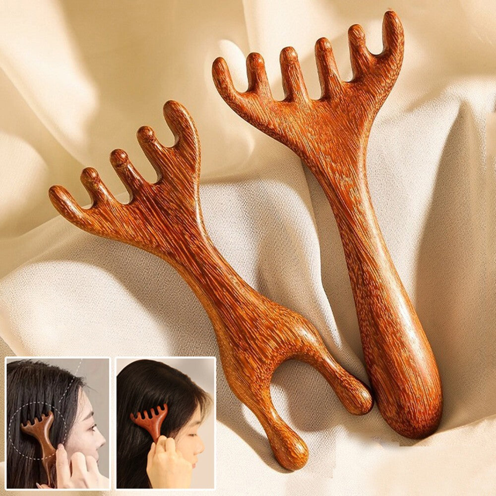 Sandalwood Acupressure Face Body Massage Comb - Scalp Relaxation Therapy Tool