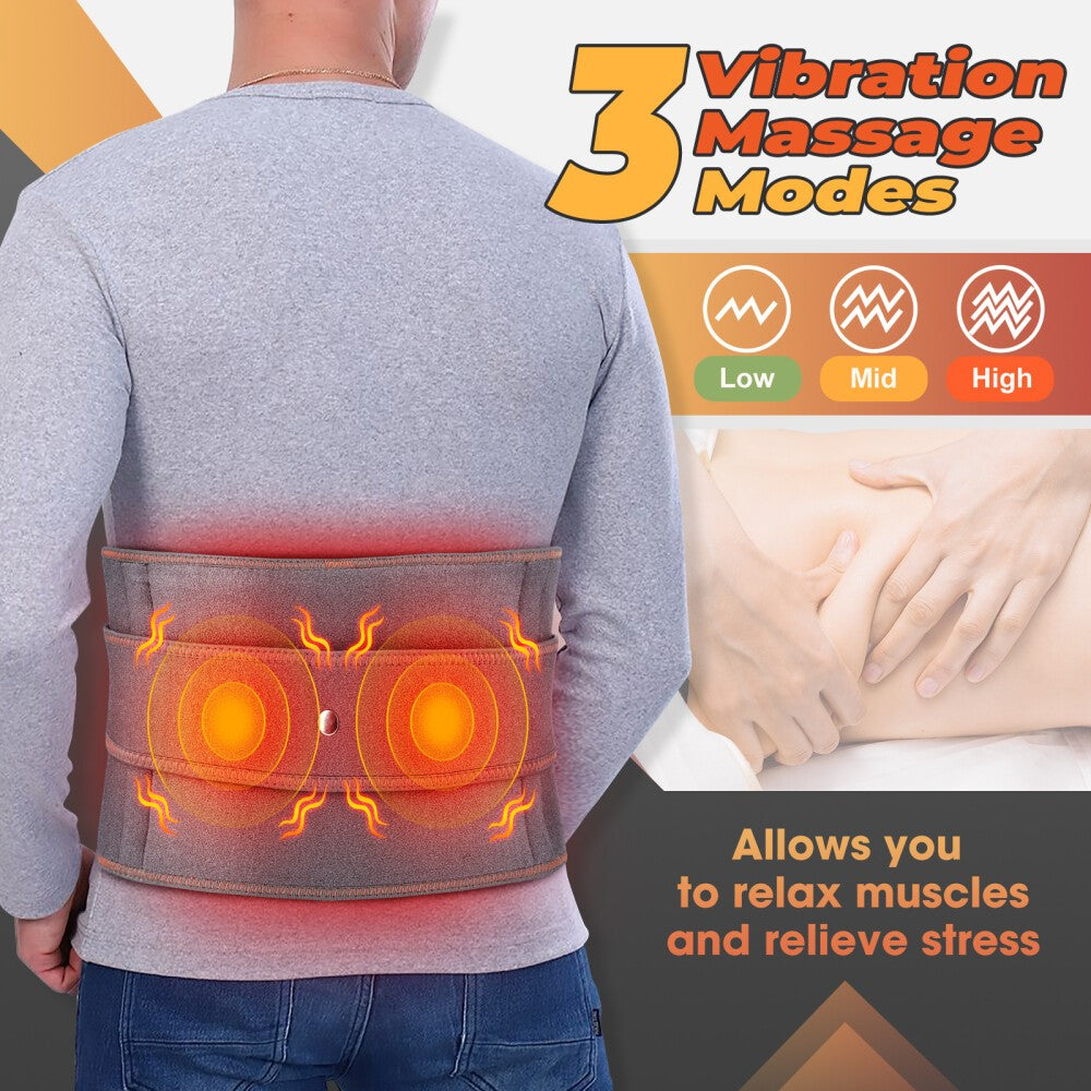 Electric Infrared Heating Vibration Therapy Massager Back Waist Belt Pain Relief