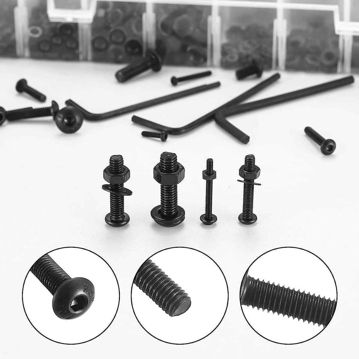 1225pcs Stainless Steel Hex Screws & Socket Bolts Nuts Set Assorted M2 M3 M4 M5