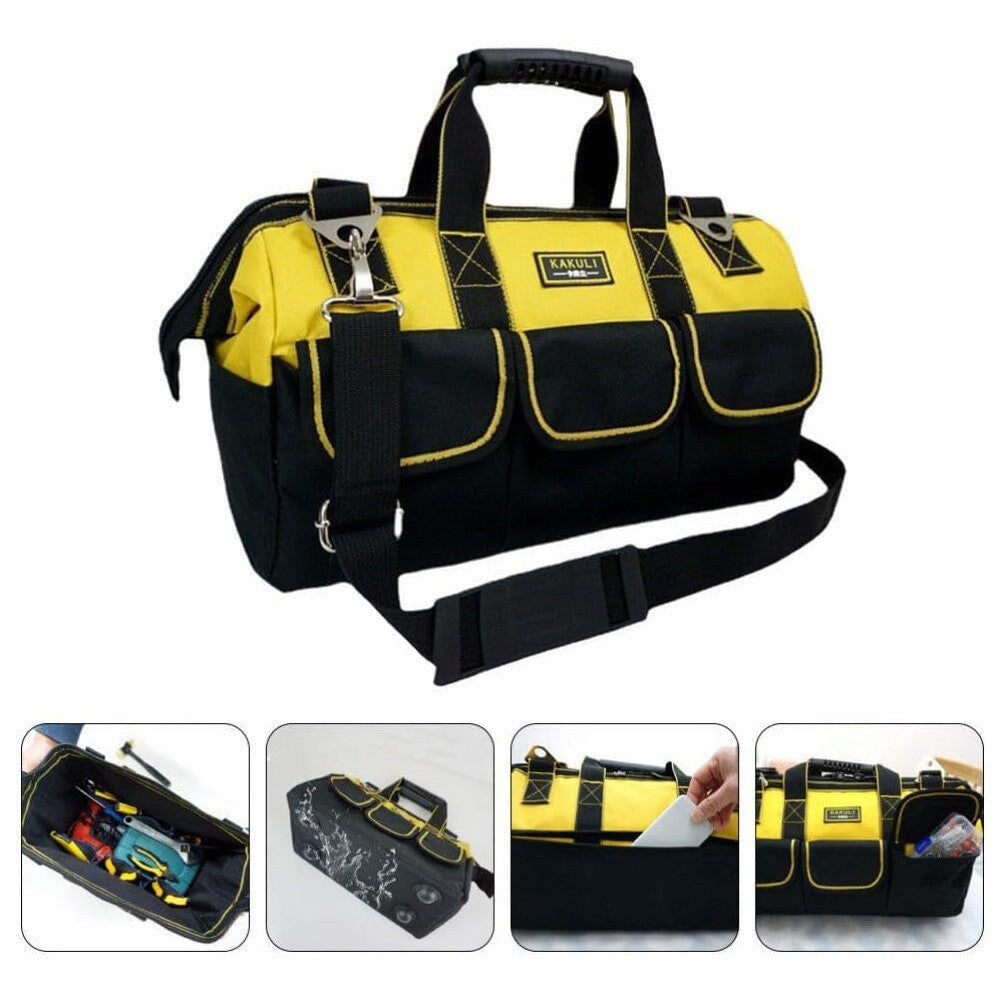 Multifunctional Tool Bag Heavy Duty Hard Base Storage Case w/ Strap